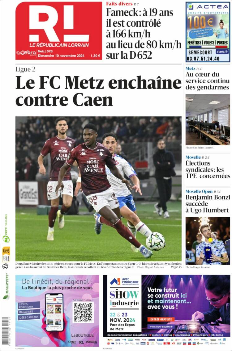 Portada de Le Republicain Lorrain (Francia)