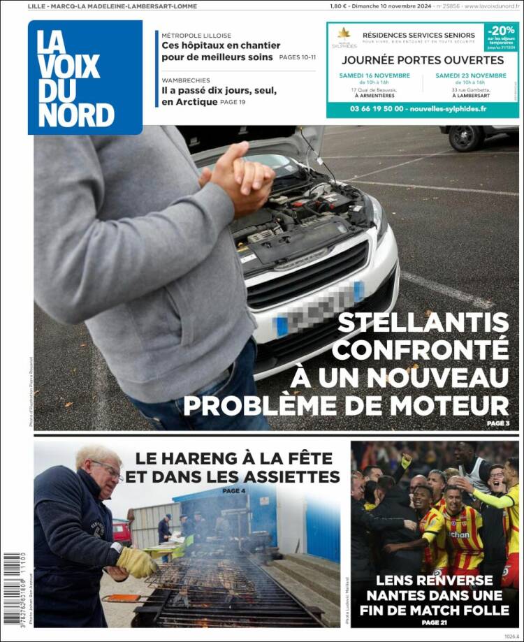Portada de La Voix du Nord (Francia)
