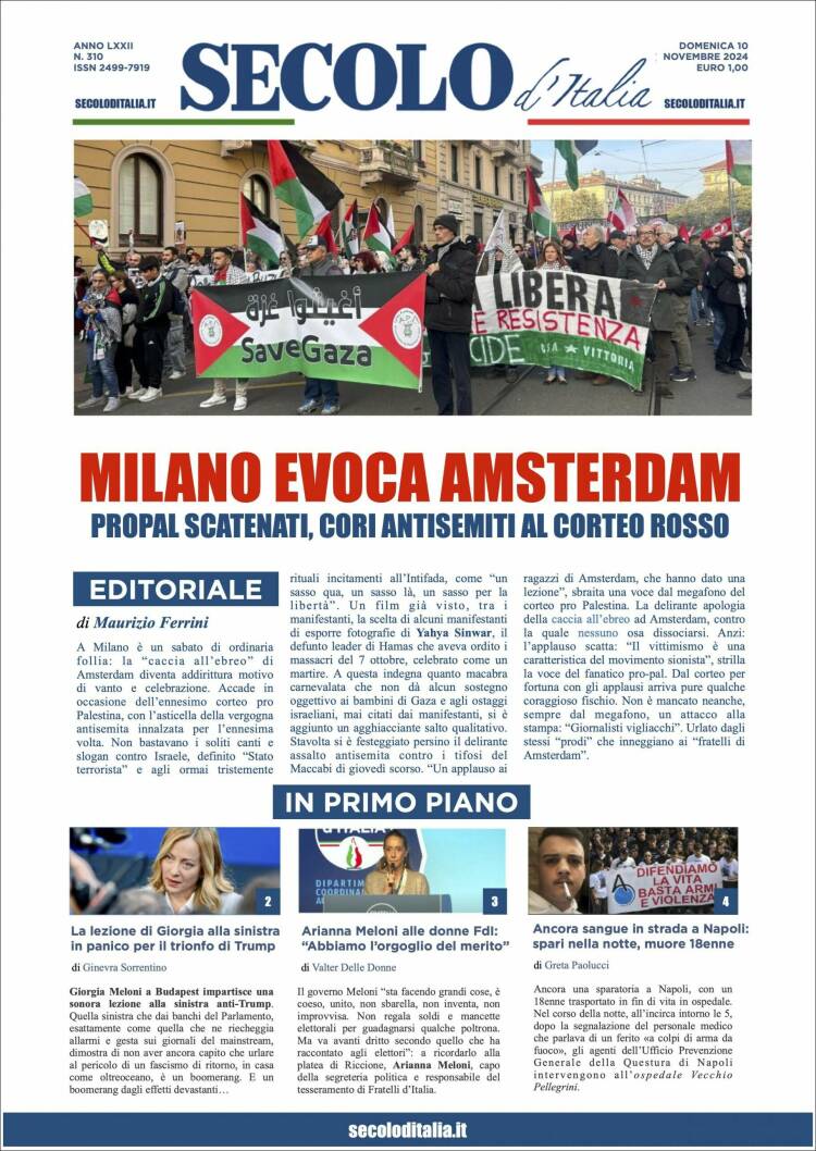 Portada de Secolo d'Italia (Italia)