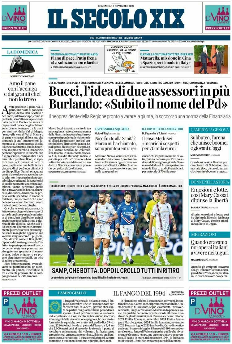 Portada de Il Secolo XIX (Italia)
