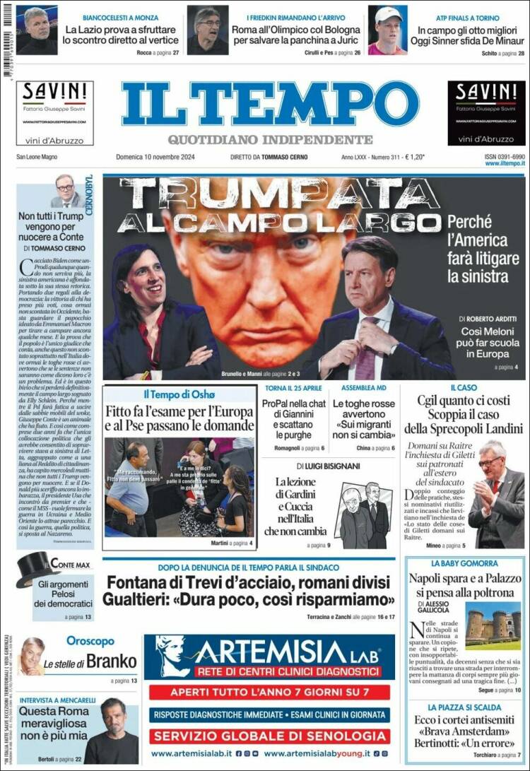 Portada de Il Tempo (Italia)