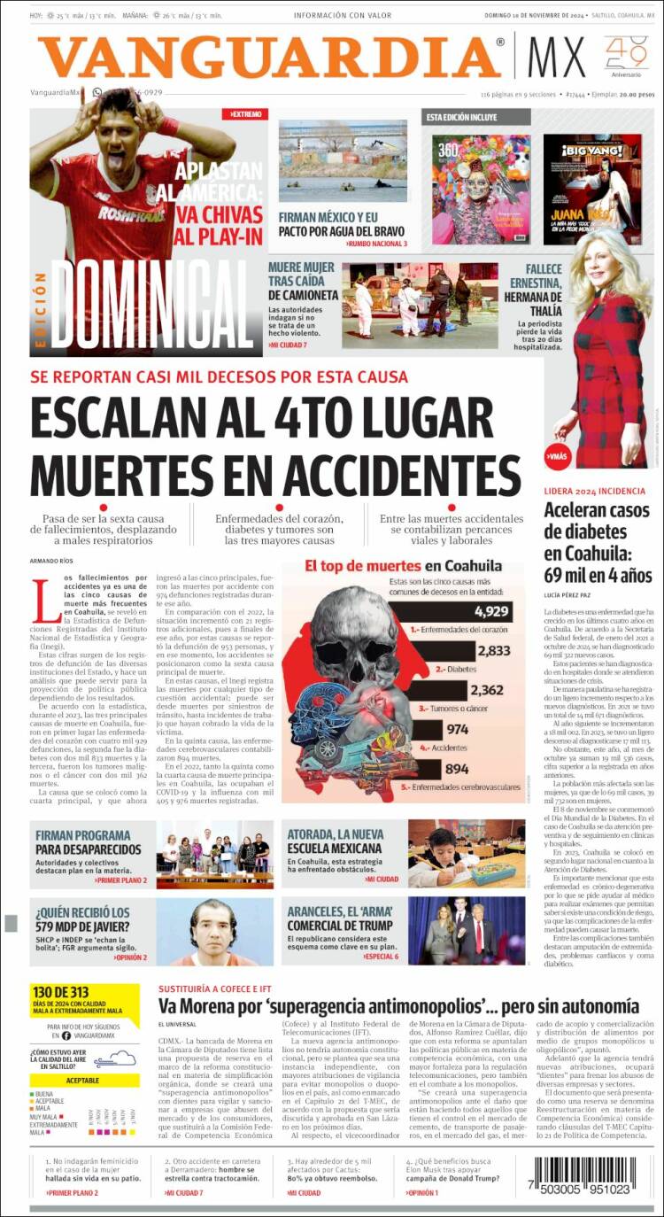 Portada de Vanguardia (México)