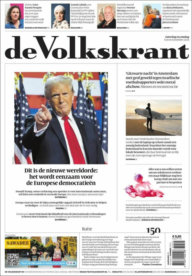 Portada de De Volkskrant (Pa&iacute;ses Bajos)