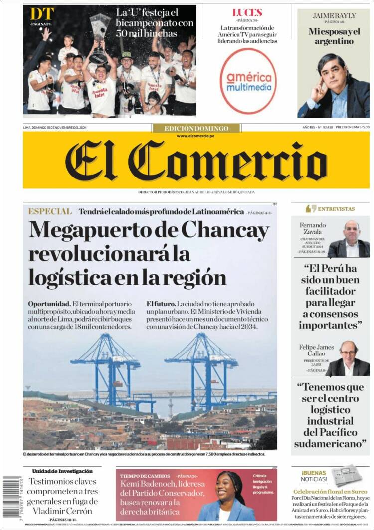 Portada de El Comercio (Per&uacute;)