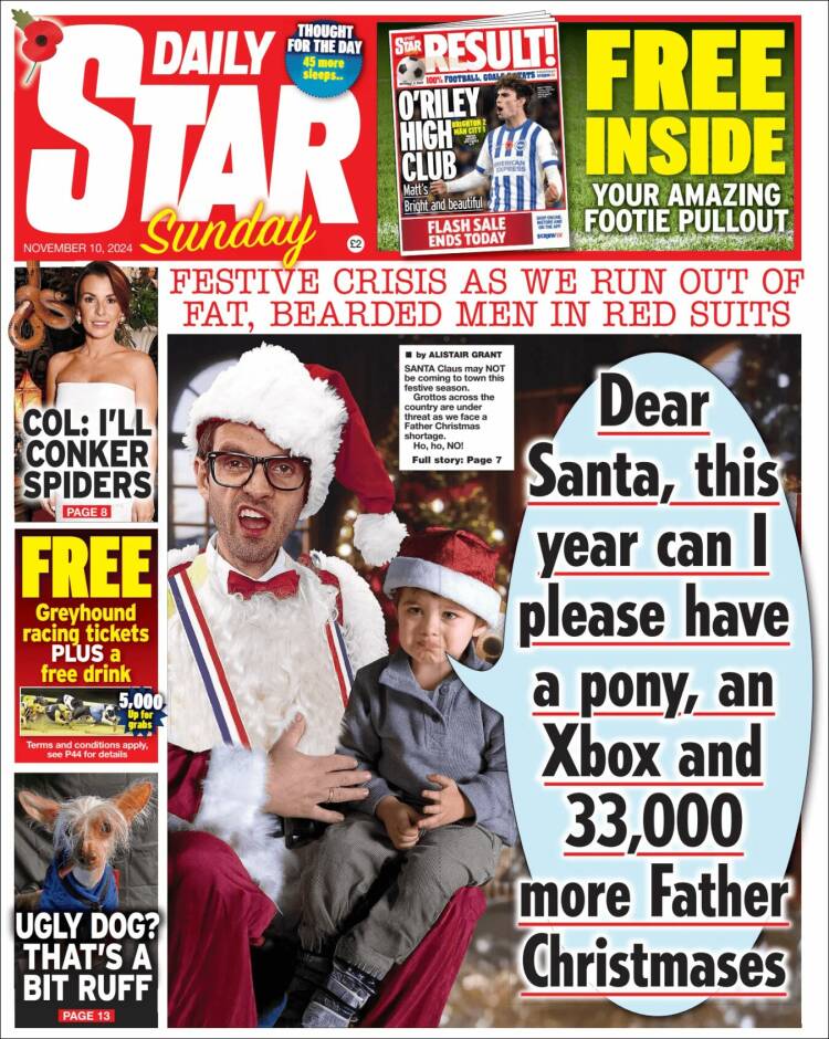 Portada de Daily Star (Reino Unido)