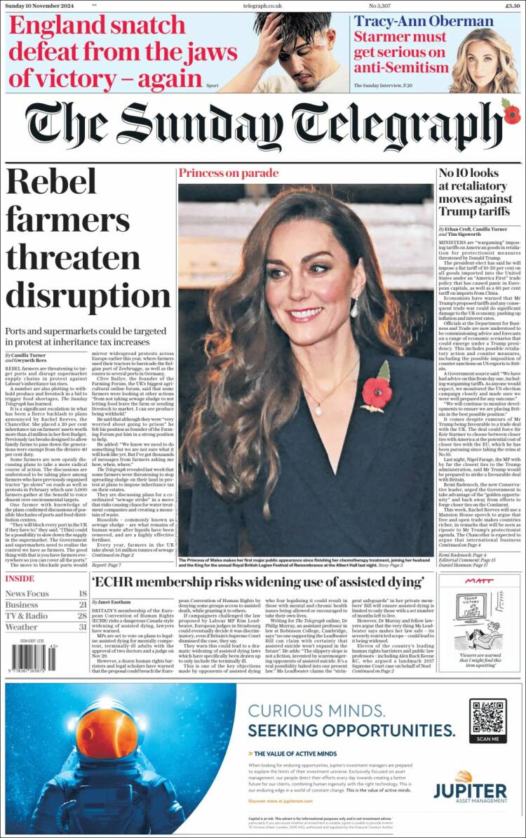 Portada de Daily Telegraph (Reino Unido)