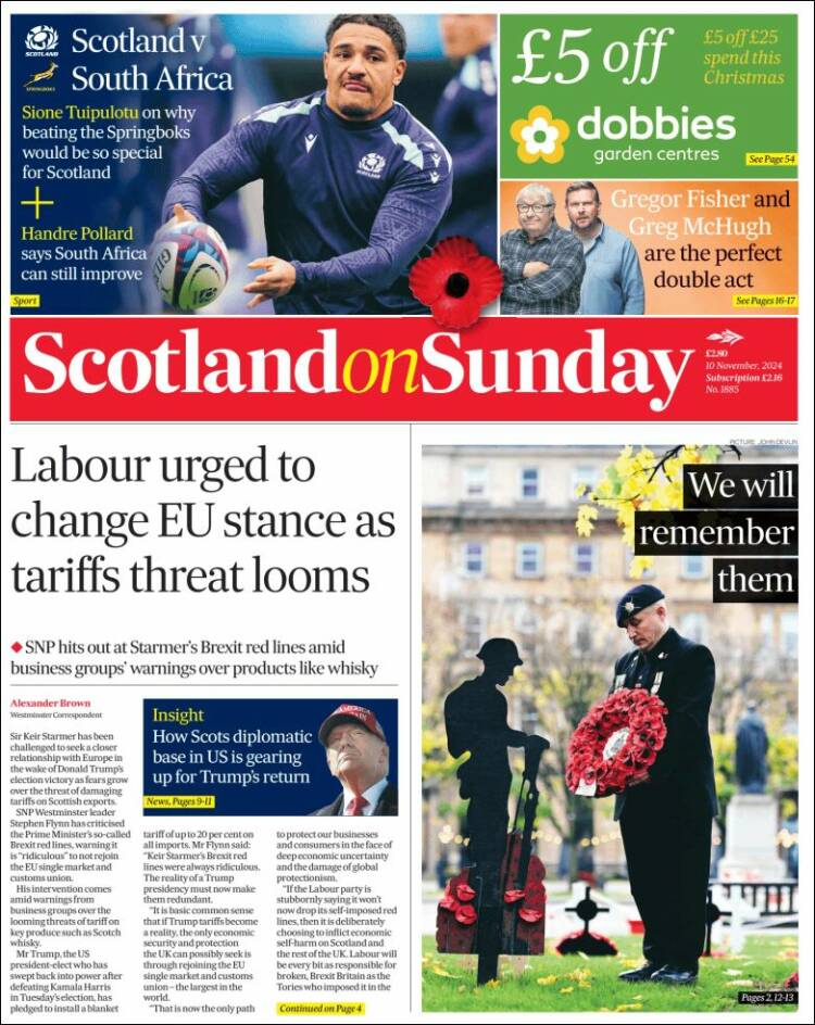 Portada de The Scotsman (Reino Unido)