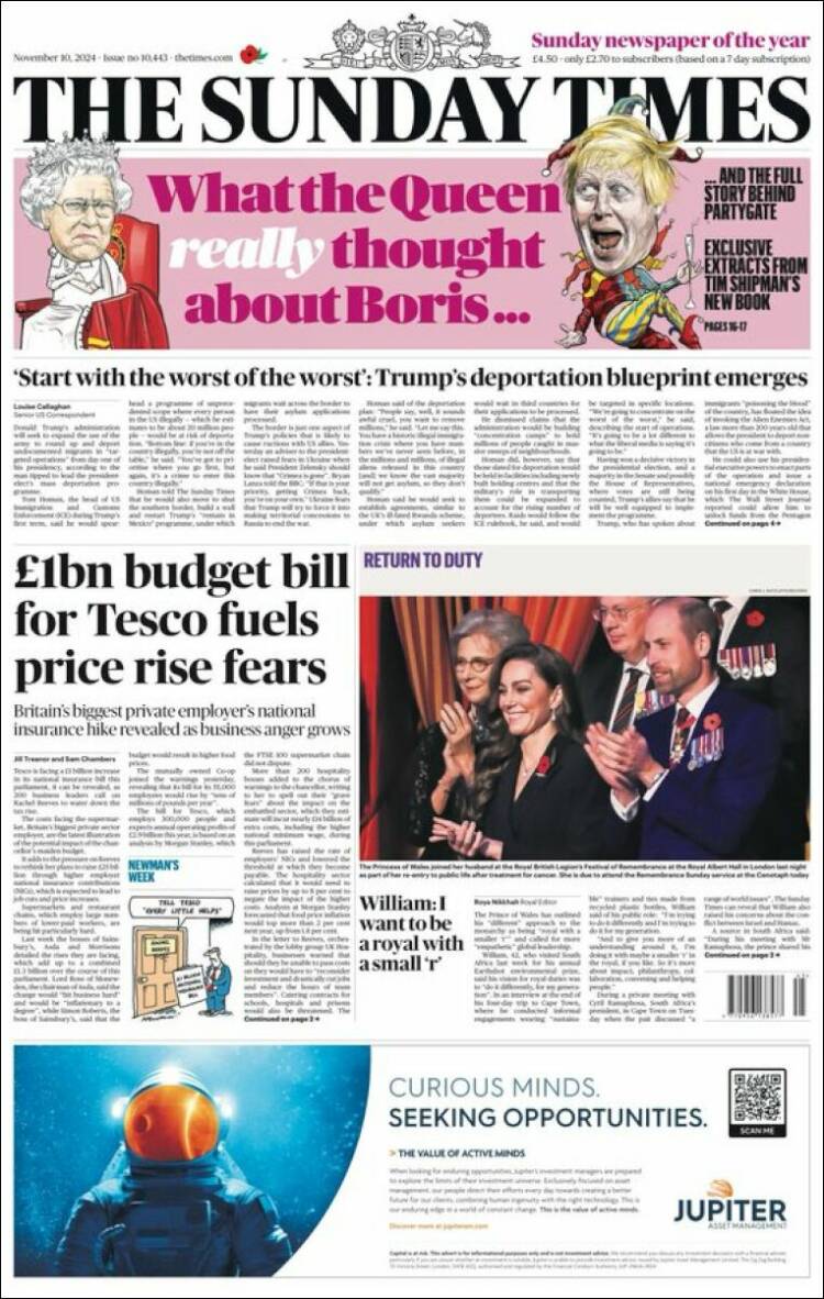 Portada de The Times (Reino Unido)