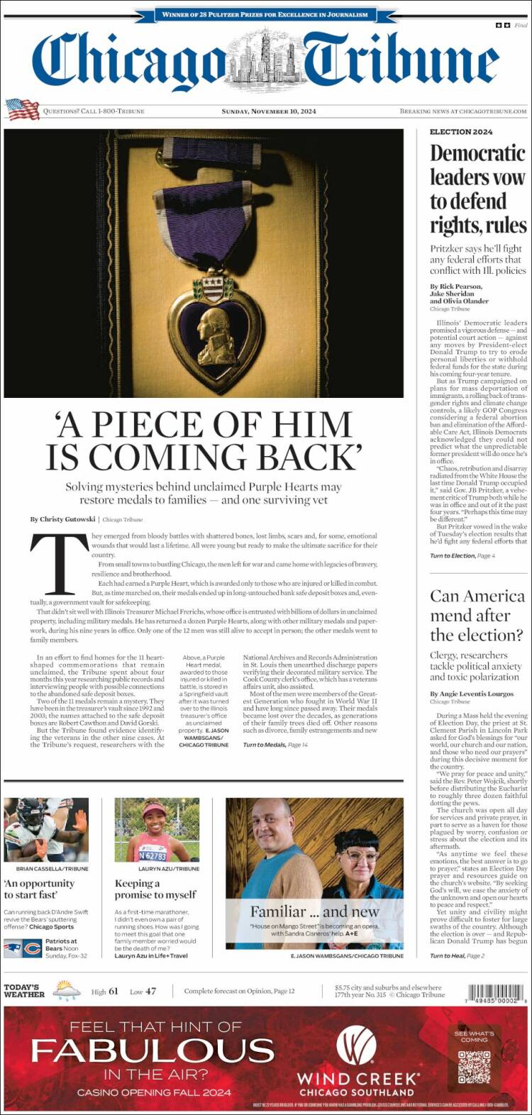 Portada de Chicago Tribune (USA)