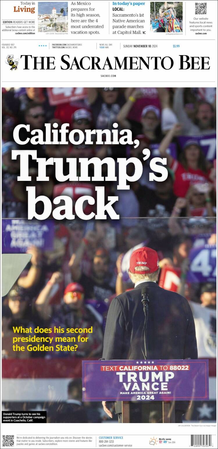 Portada de The Sacramento Bee (USA)