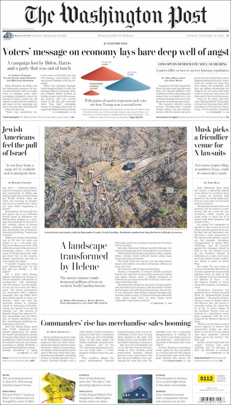 Portada de The Washington Post (USA)