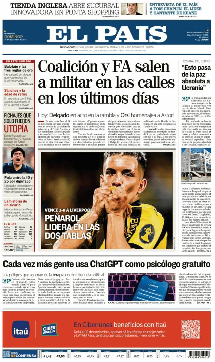 Portada de El País (Uruguay)
