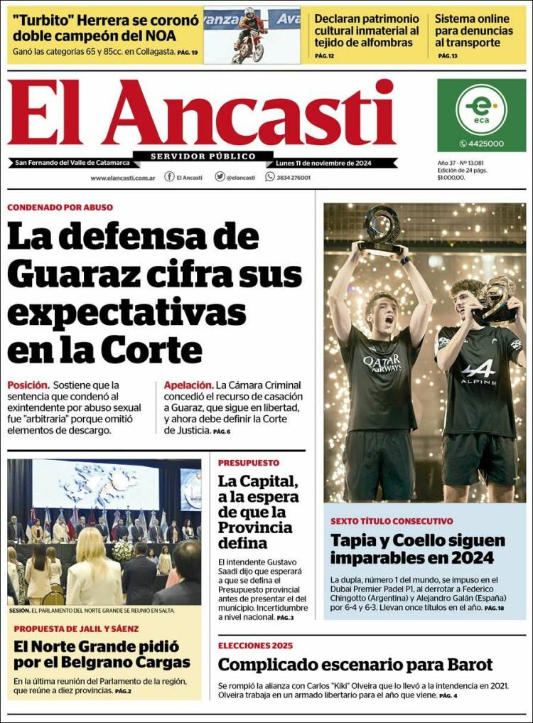Portada de El Ancasti (Argentina)