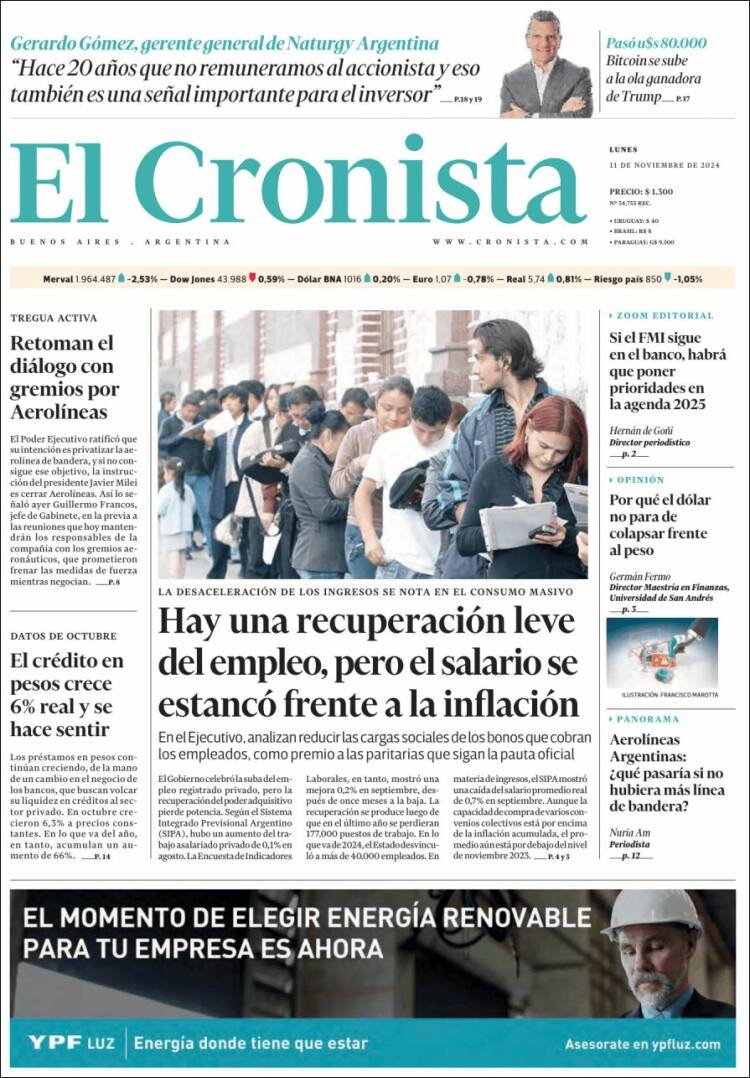 Portada de El Cronista Comercial (Argentina)