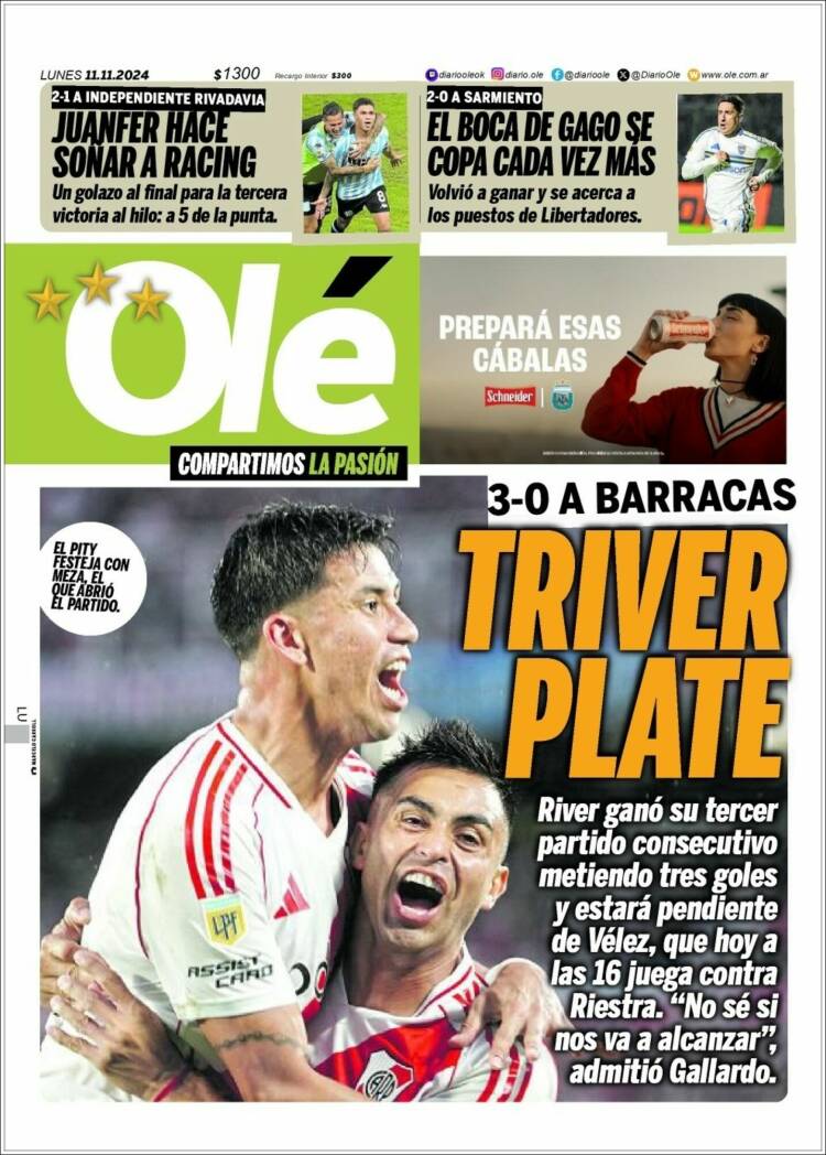 Portada de Olé (Argentina)