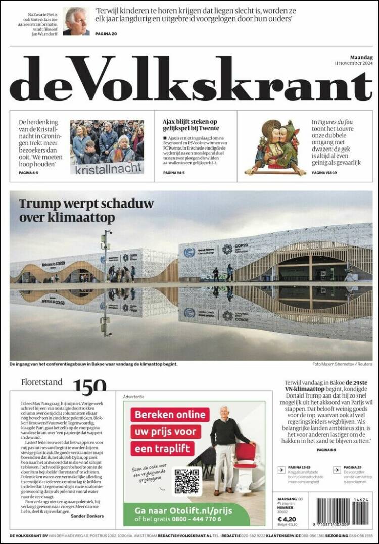 Portada de De Morgen (B&eacute;lgica)