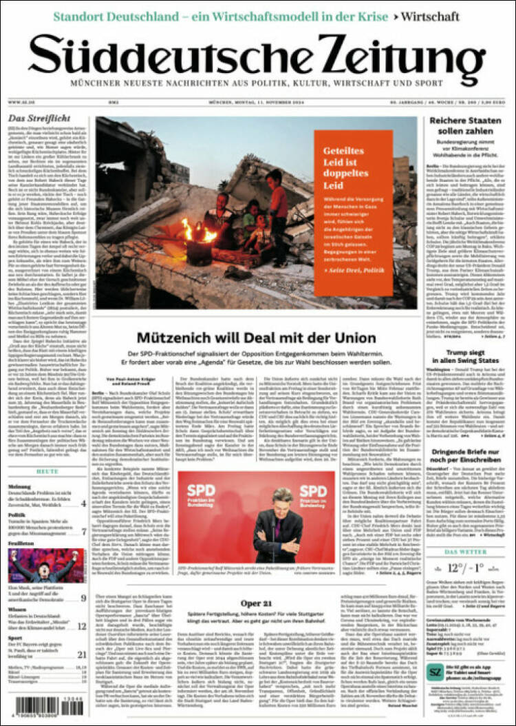 Portada de Sueddeutsche (Alemania)