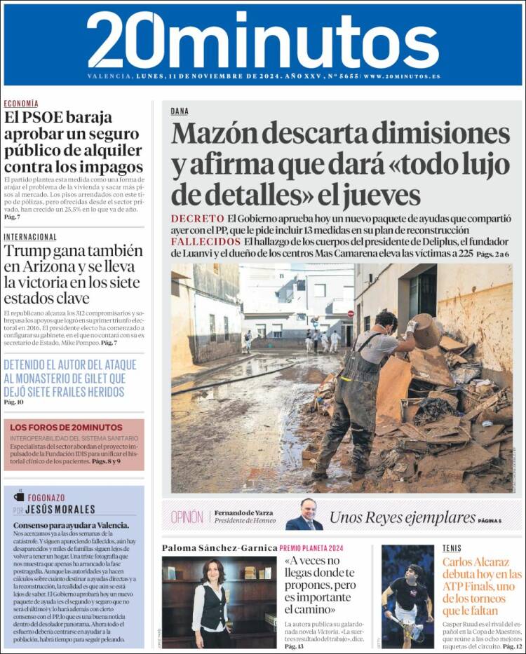 Portada de 20 Minutos - Valencia (España)