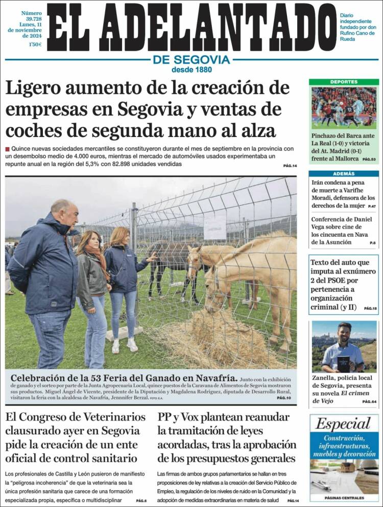 Portada de El Adelantado de Segovia (España)