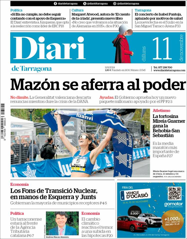 Portada de Diari de Tarragona (España)