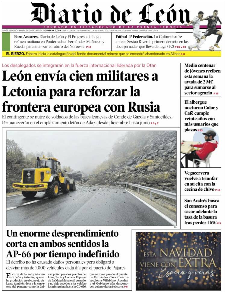 Portada de Diario de León (España)