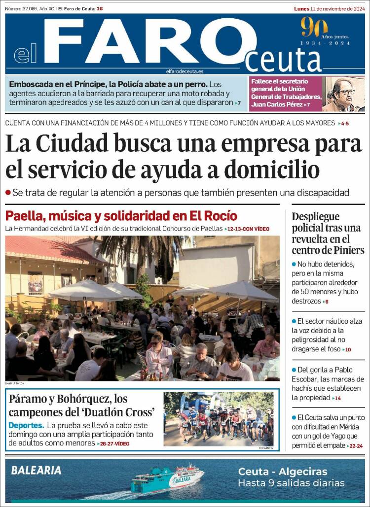 Portada de El Faro de Ceuta (España)