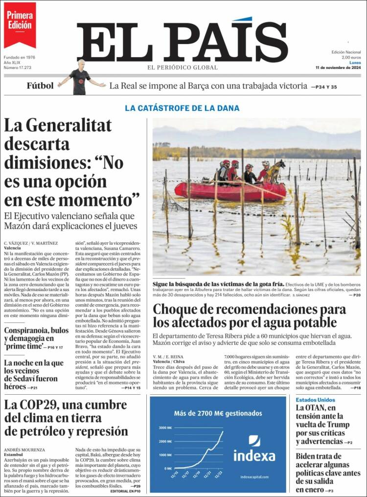 Portada de El País (España)