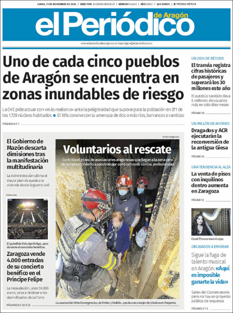 Portada de El Periódico de Aragón (España)