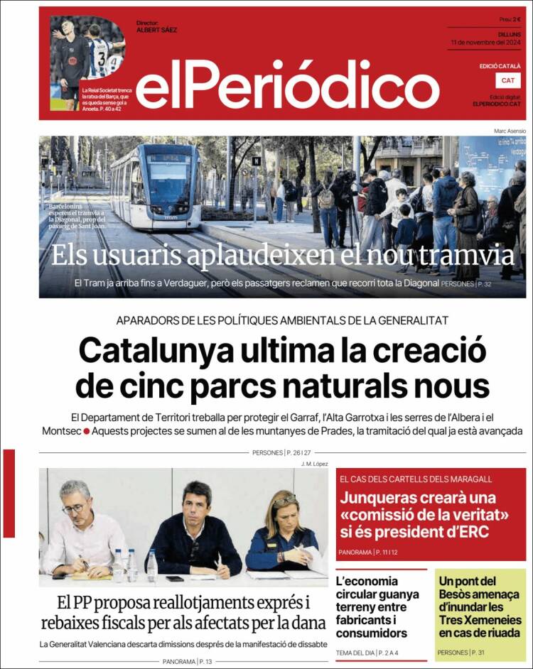 Portada de El Periódico de Catalunya (España)