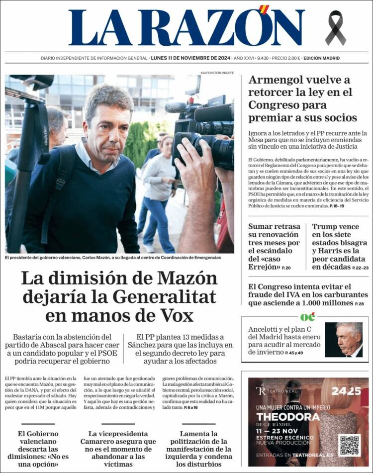 Portada de La Razón (España)