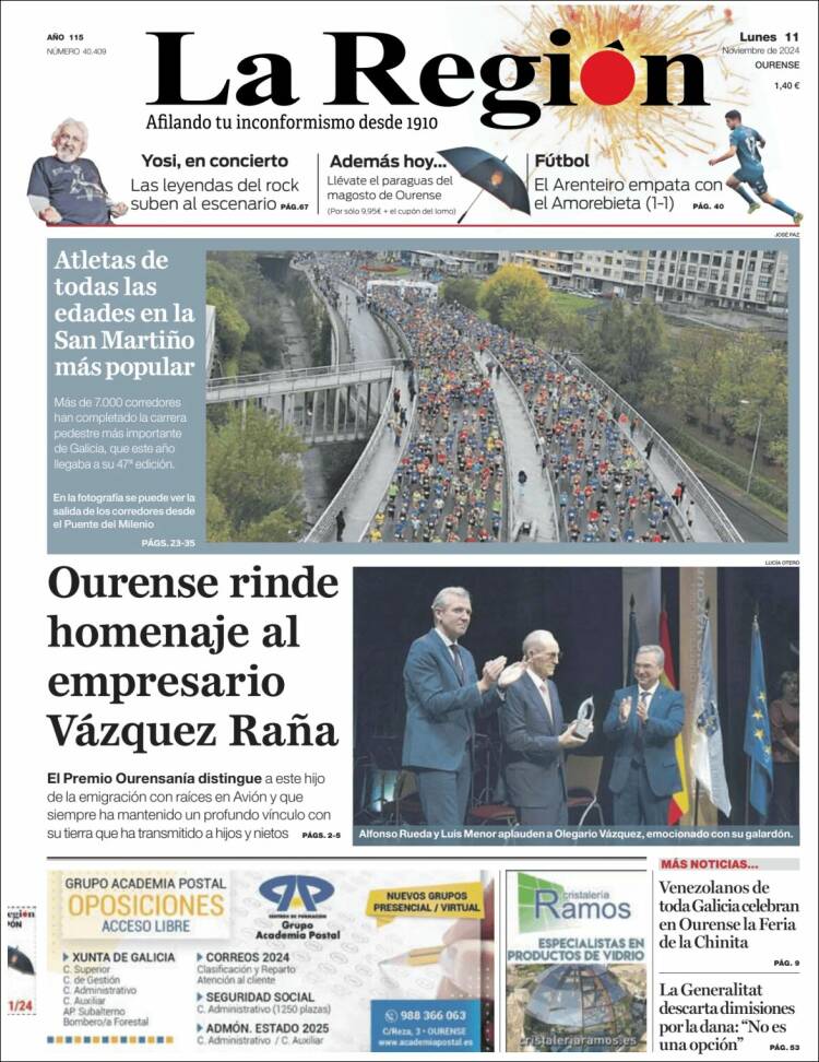 Portada de La Región de Ourense (España)