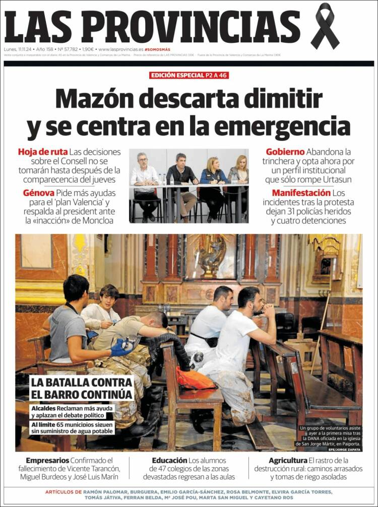 Portada de Las Provincias (España)