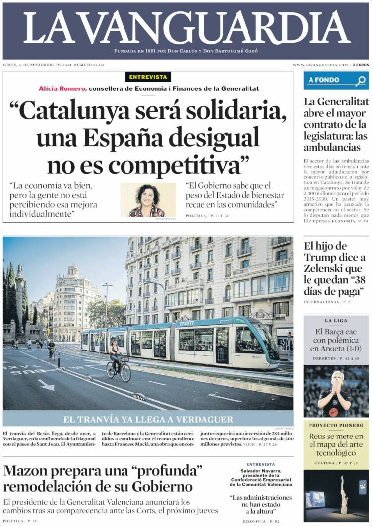 Portada de La Vanguardia (España)