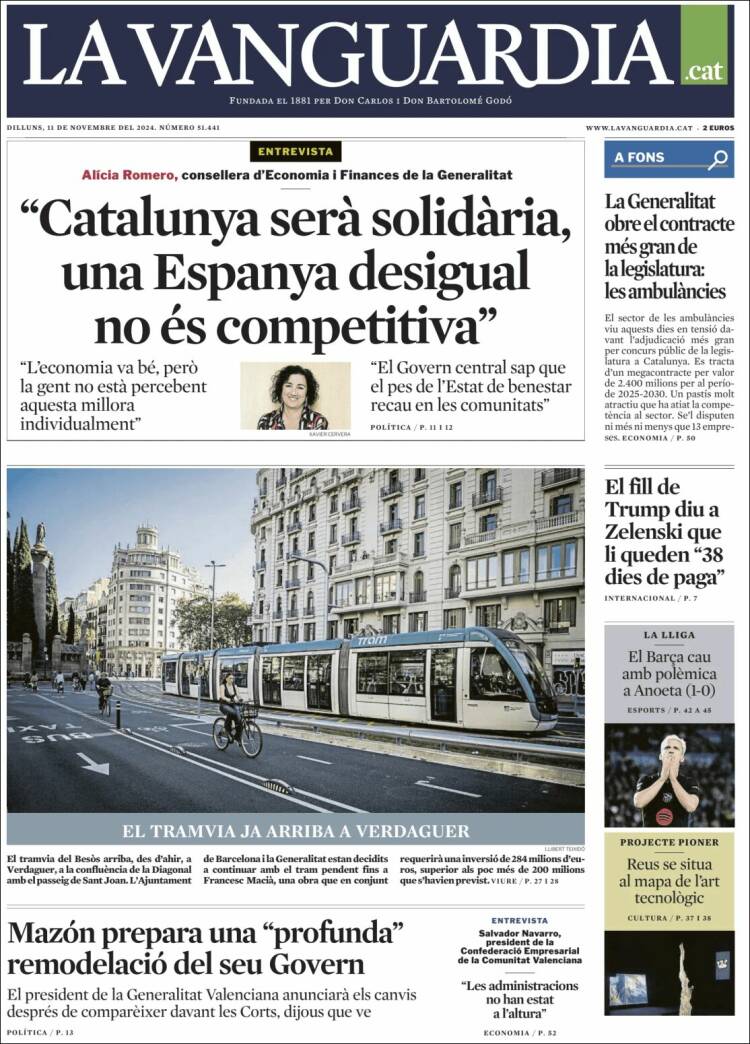 Portada de La Vanguardia (España)