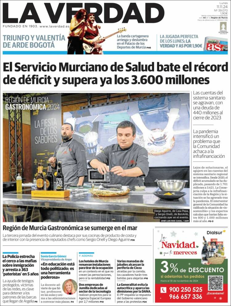 Portada de La Verdad de Murcia (España)