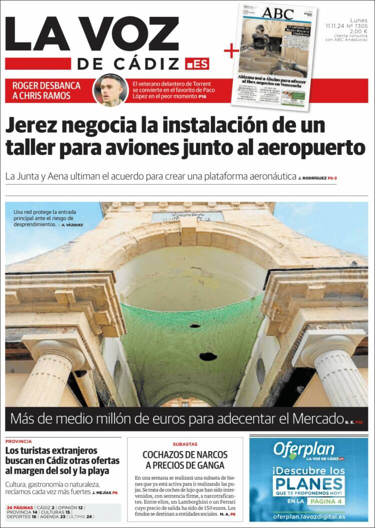 Portada de La Voz de Cádiz (España)