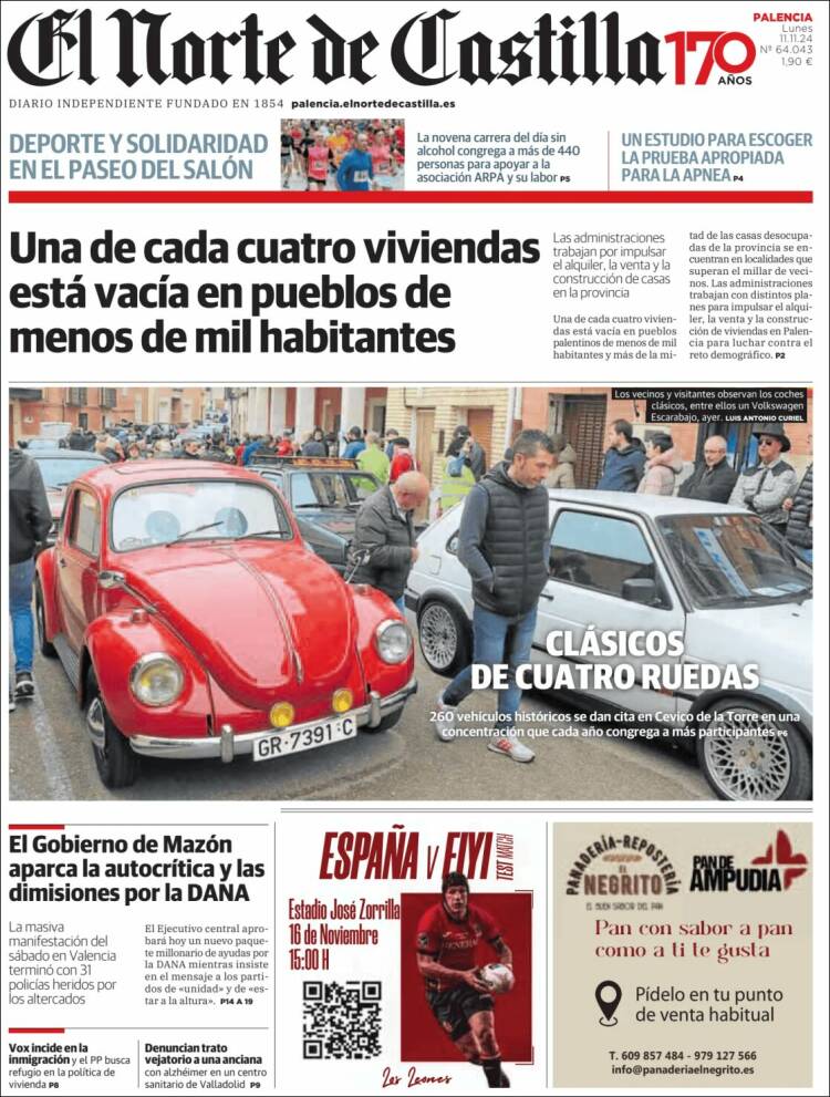 Portada de Norte de Castilla - Palencia (España)