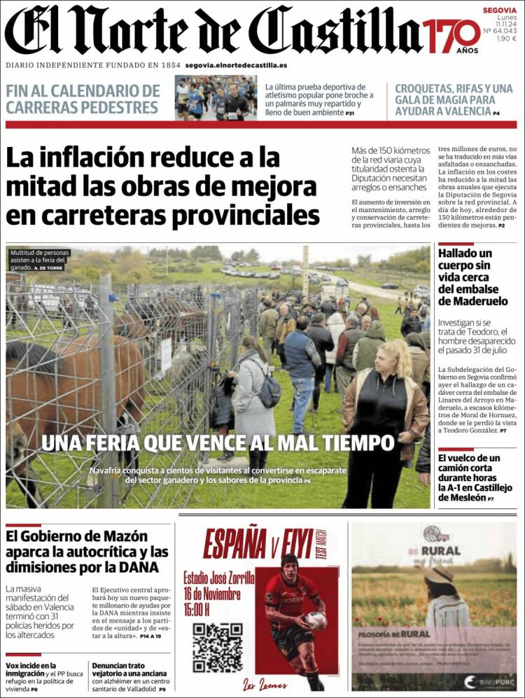 Portada de Norte de Castilla - Segovia (España)