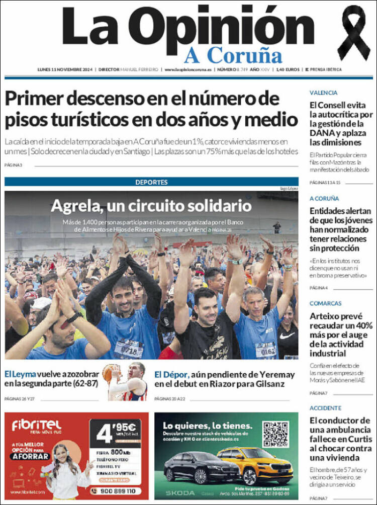 Portada de La Opinión de A Coruña (España)