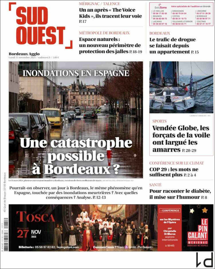 Portada de Sud Ouest (Francia)