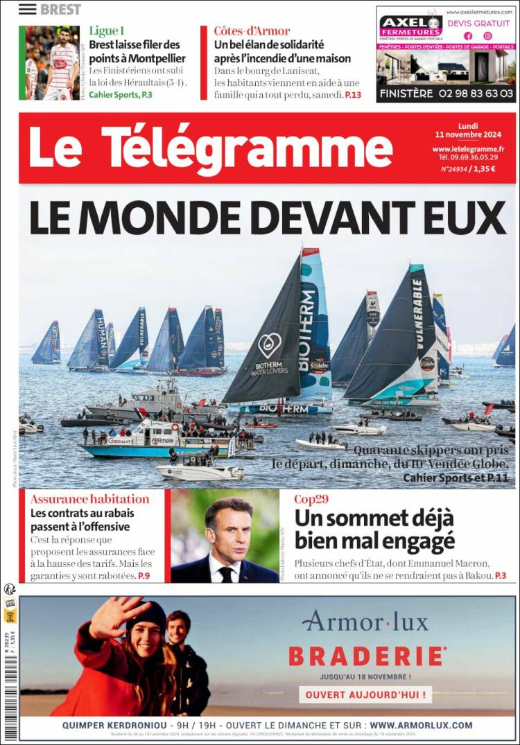 Portada de Télégramme (Francia)