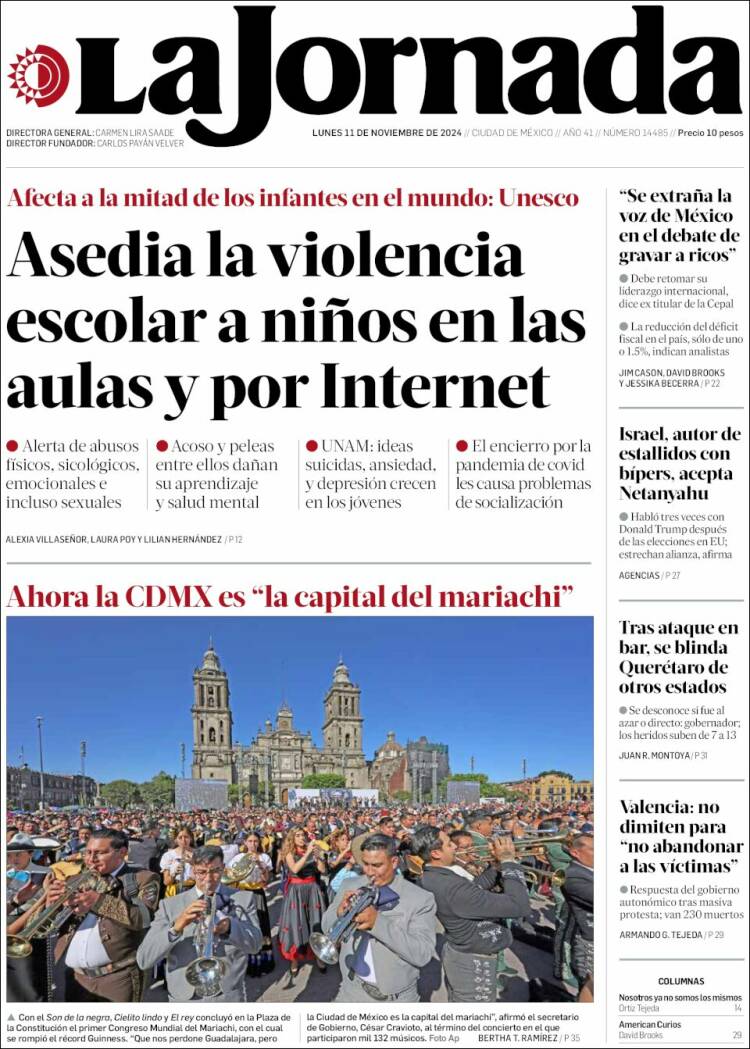 Portada de La Jornada (México)