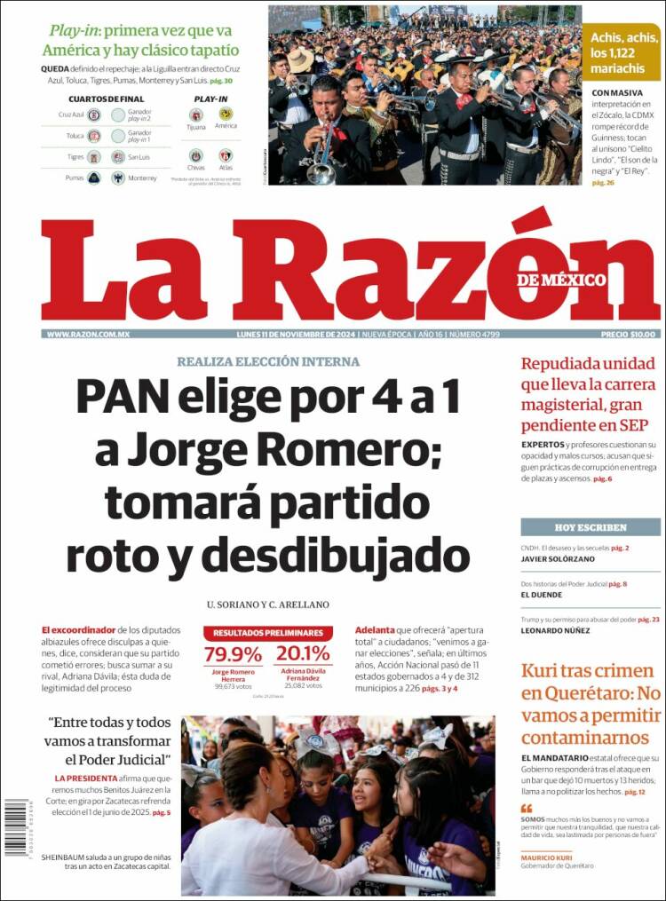 Portada de La Razón (México)