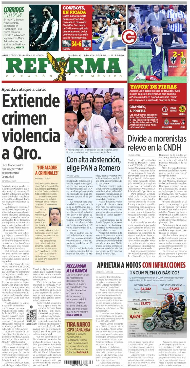 Portada de Reforma (México)