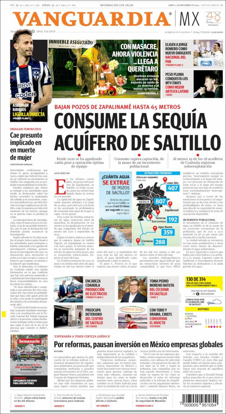 Portada de Vanguardia (México)