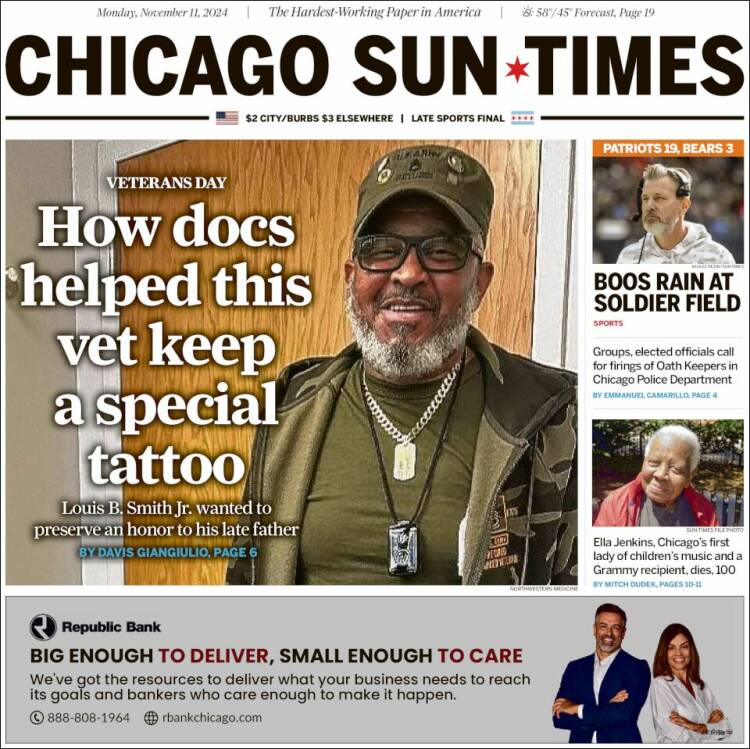 Portada de Chicago Sun-Times (USA)