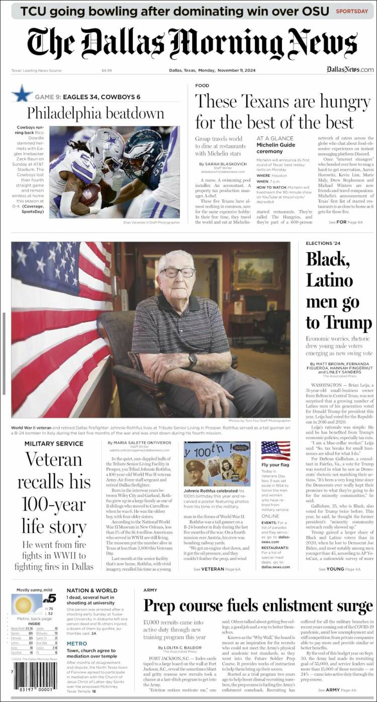 Portada de Dallas Morning News (USA)