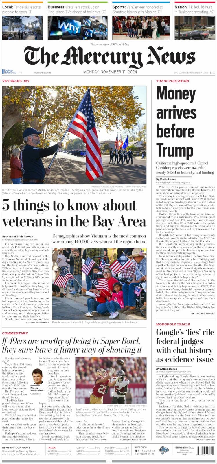 Portada de San Jose Mercury News (USA)