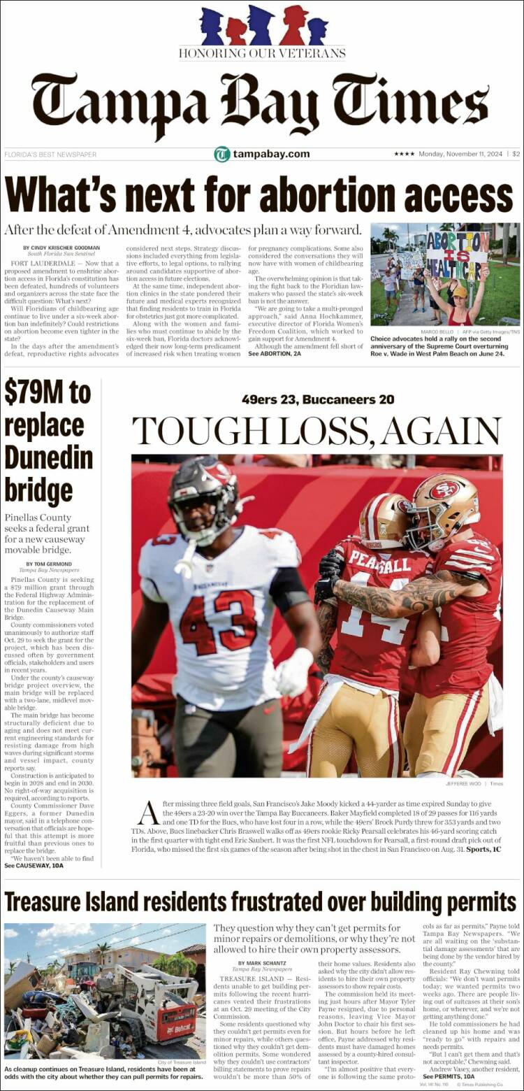 Portada de Tampa Bay Times (USA)