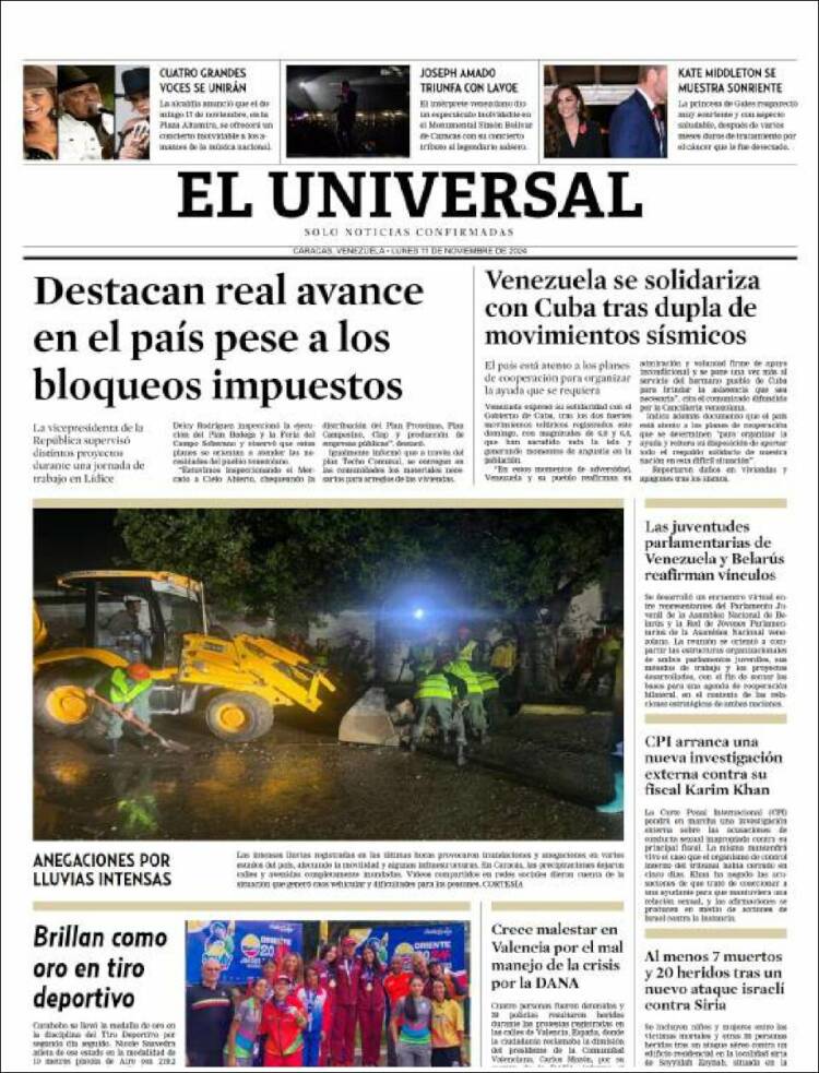 Portada de Universal (Venezuela)